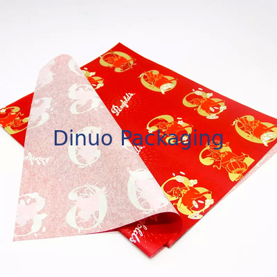 Altın Folyo Baskı Çiçek ile Noel Hediye Paketleme Kırmızı Doku Kağıt Sarma Ambalaj