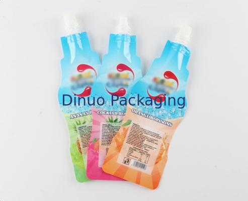 Özel Baskılı Doypack Çanta İçecek Şişesi Şekilli Nozul Alüminyum Folyo Ayakta Emzikli Kese