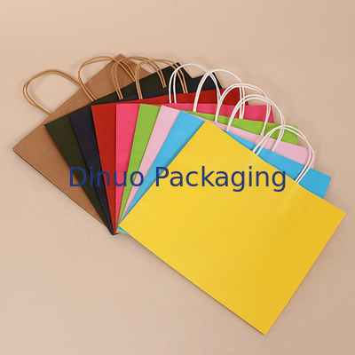 Saplı Özel Logo Baskı Yeniden Kullanılabilir Kraft Kağıt Hediye Paketleme Çantası