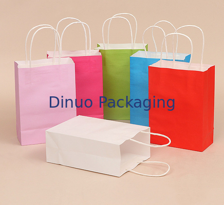 Saplı Özel Logo Baskı Yeniden Kullanılabilir Kraft Kağıt Hediye Paketleme Çantası