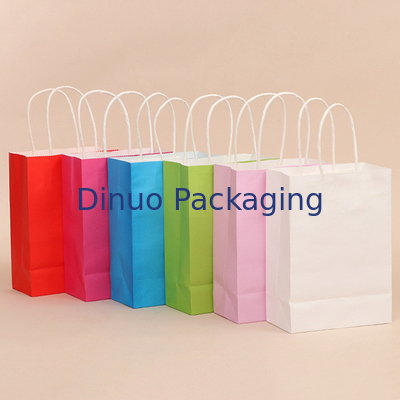 Saplı Özel Logo Baskı Yeniden Kullanılabilir Kraft Kağıt Hediye Paketleme Çantası