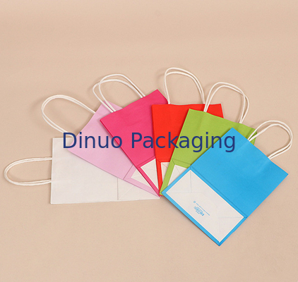 Saplı Özel Logo Baskı Yeniden Kullanılabilir Kraft Kağıt Hediye Paketleme Çantası