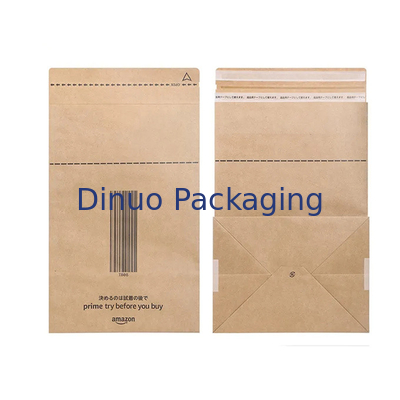 Paket Nakliye İçin Özel Logo Baskı Biyobozunur Kraft Kağıt Düz Tabanlı Çanta