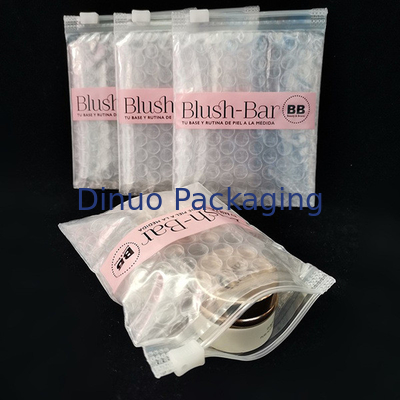Tekrar kullanılabilir Şok Direnci PVC Açık Ziplock Zipper Bubble Bag Özel Makyaj Kozmetik Ambalaj