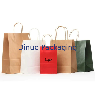 Geri dönüştürülebilir Alışveriş Kraft Kahverengi Kağıt Torba Düz Yakalama Gıda Paketleme Alışveriş Torbaları