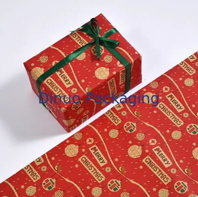 Christmas Wrapping Paper Rolls PE Coated Waterproof With Classic Xmas Patterns For Gift Wrapping DIY Crafts