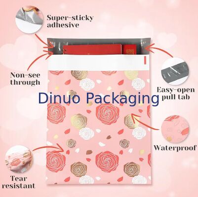 Custom Valentine Floral Poly Mailers Shipping Bags Waterproof Mailing Bag For Packaging
