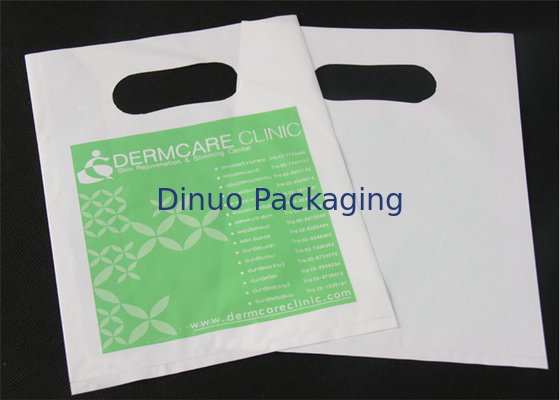 320 * 400mm Plastik Poly Pack Çantalı Saplı, Plastik Poşetler Özel Logo