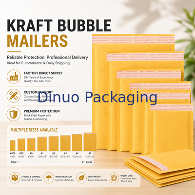 Dayanıklı Kraft Bubble Mailers Standart Boyut 7 60 ila 180 gramlık Kalınlık Yastıklı Zarflar Gemi İhtiyaçları İçin Güvenli Ambalaj